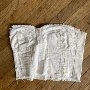 White Denim Crop Top